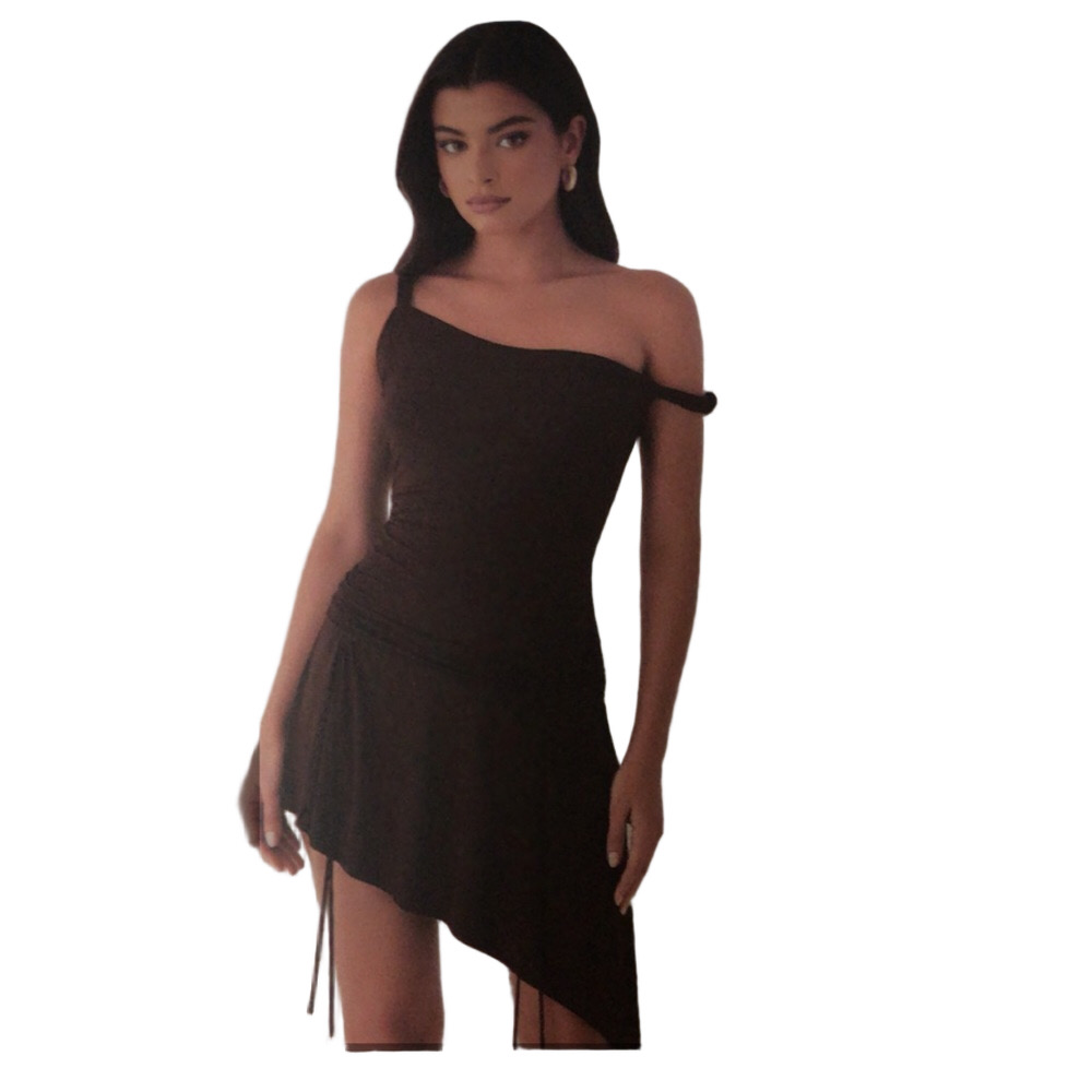 Chocolate Brown Asymmetrical Fairy-Grunge Mini Dress Sz Small